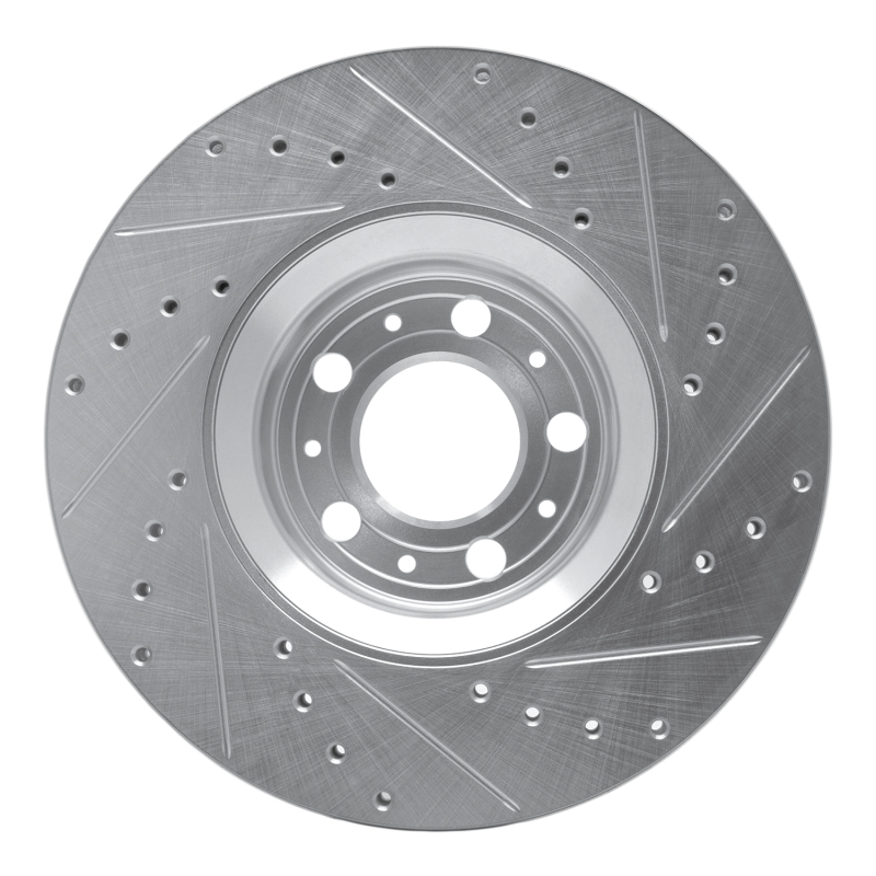 Volvo S60 Brake Rotor (1) - Front Left - R1 Concepts - Drilled & Slotted - Silver - `03-`09